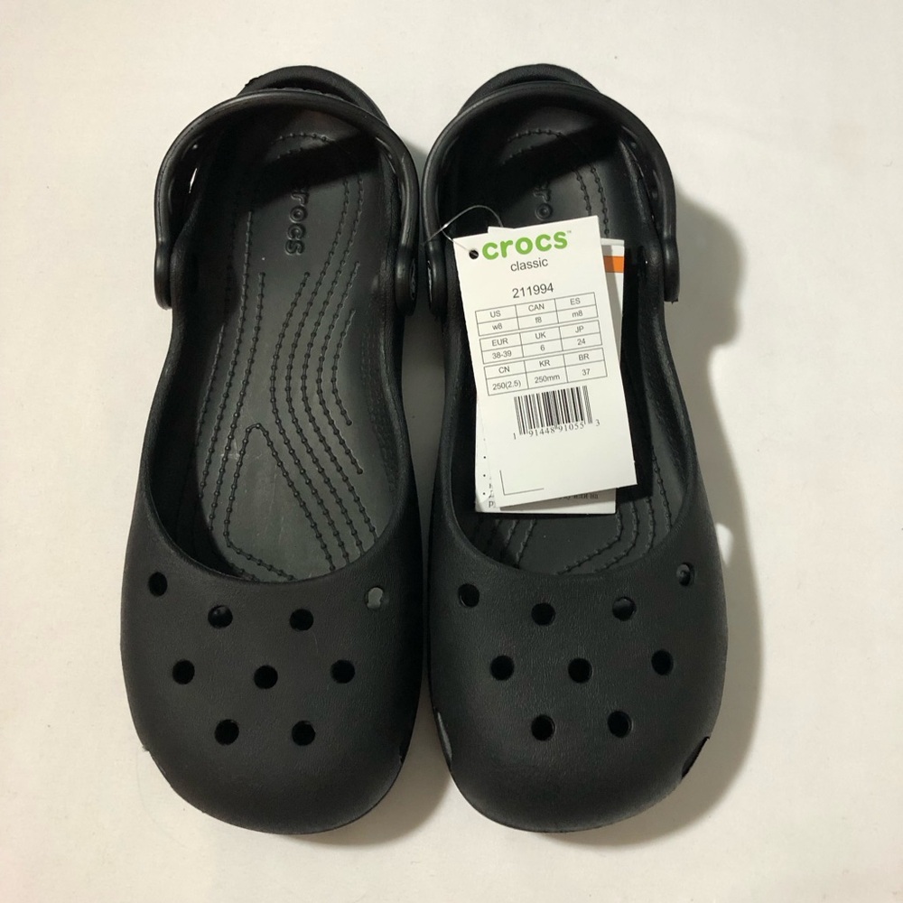 NWT crocs classic ballet flats black womens 8 211994